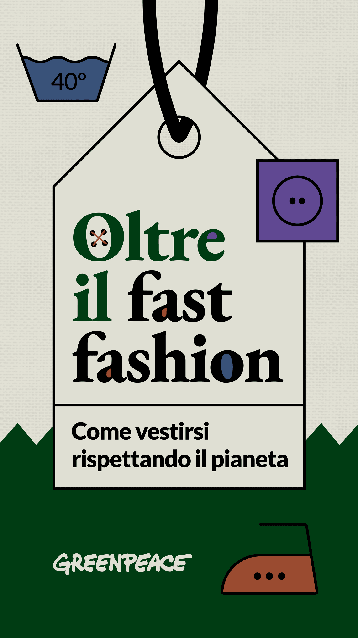 Cover della guida gratuita di Greenpeace 'Oltre il fast fashion - come vestirsi rispettando il pianeta'